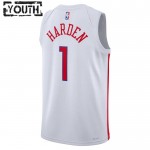 Maillot NBA Philadelphia 76ers James Harden 1 Nike 2022-23 City Edition Blanc Swingman - Enfant